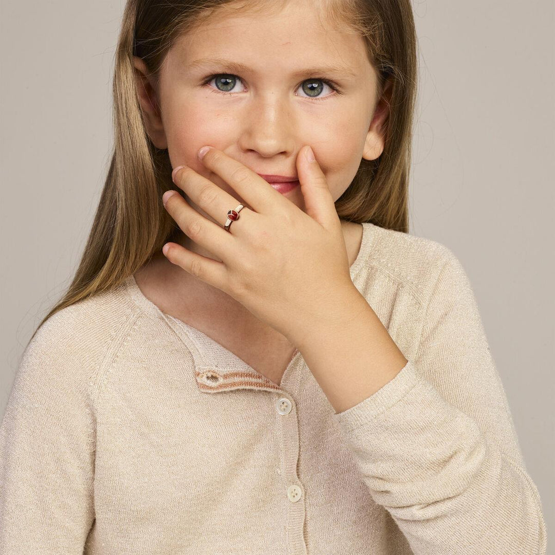 Gerhodineerd 925 Zilveren Kinderring Lieveheersbeestje