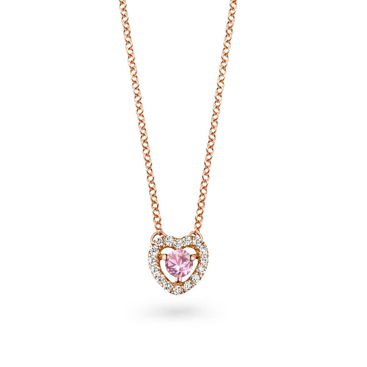 Salina halsketting in 18 karaat geelgoud met roze saffier en diamanten 053506XA