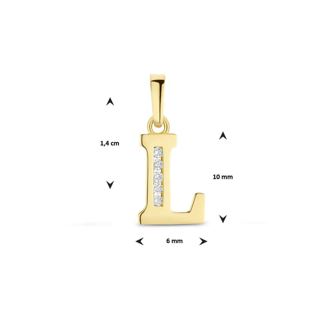 14 kt hanger letter zirkonia L