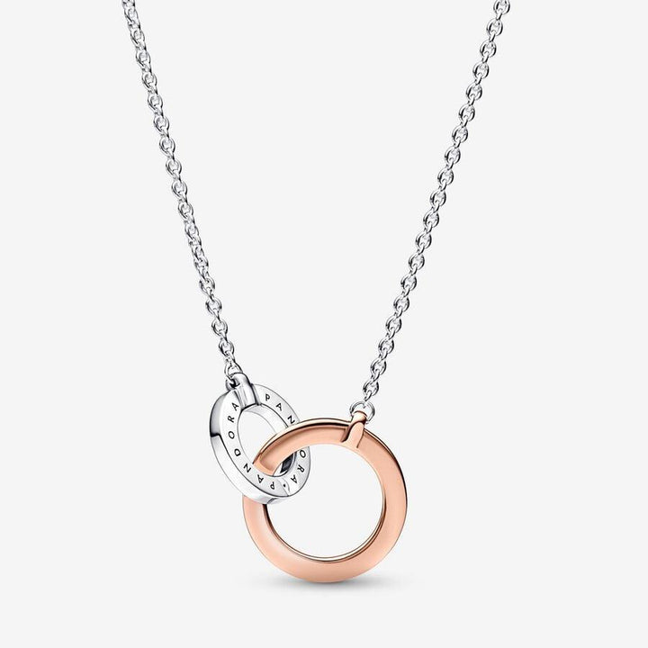 Pandora Signature tweekleurige ketting verstrengelde cirkels 382778C01-45