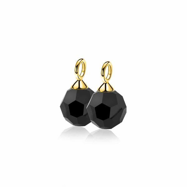 ZINZI gold plated zilveren oorbedels zwarte bead