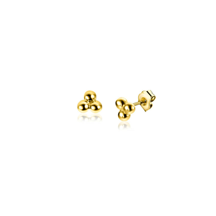 ZINZI Gold 14 Karaat Gouden Oorknopjes – Drie Bolletjes Driehoek ZGO476