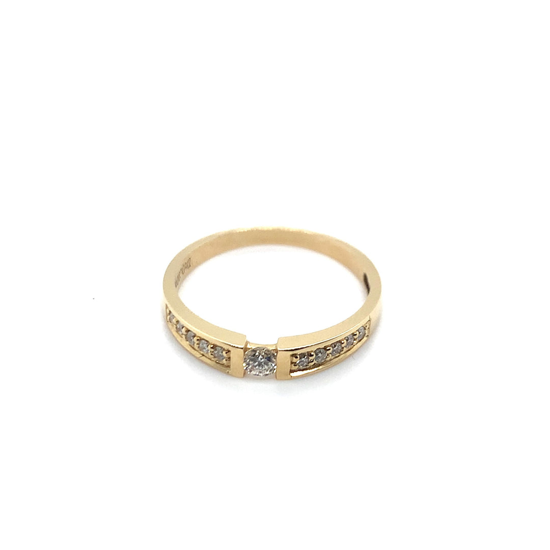 TRI020-G 14 Karaats gouden slag-ring met een briljant