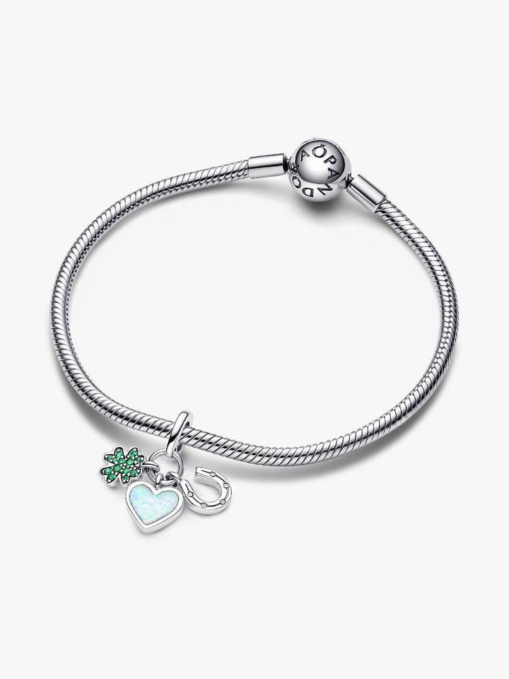 Klavertjevier, hart en hoefijzer drievoudige hangende bedel