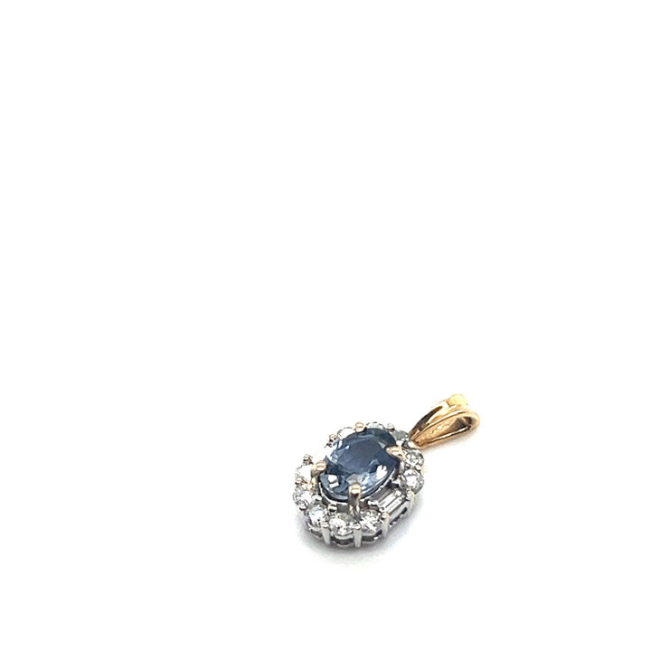 14 kt gouden hanger diamant light saffier lady di type