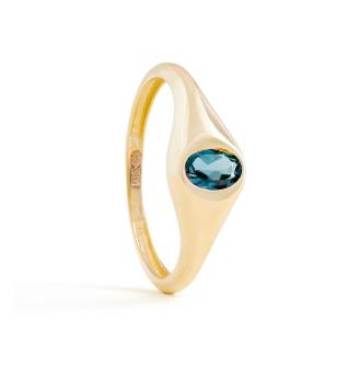 Regina ring, geelgoud, Blue Topaas