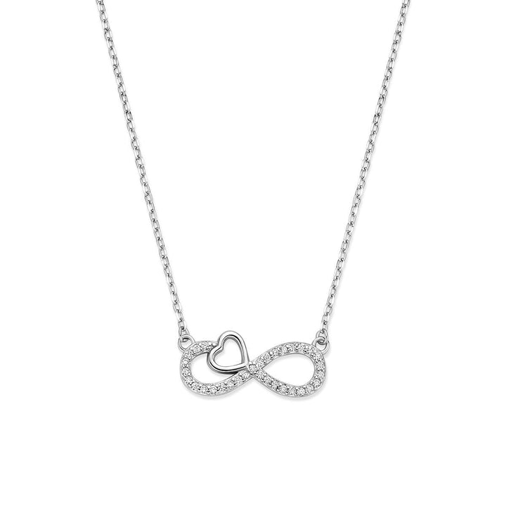 Zilveren Infinity Collier met Hartje en Zirkonia