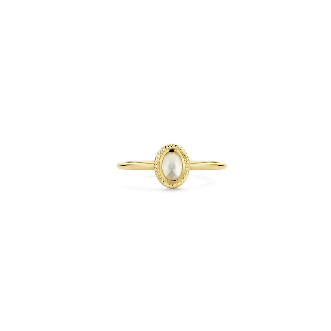 Ring 1239YMQ - 14k Geel goud met mother of pearl en pure quartz