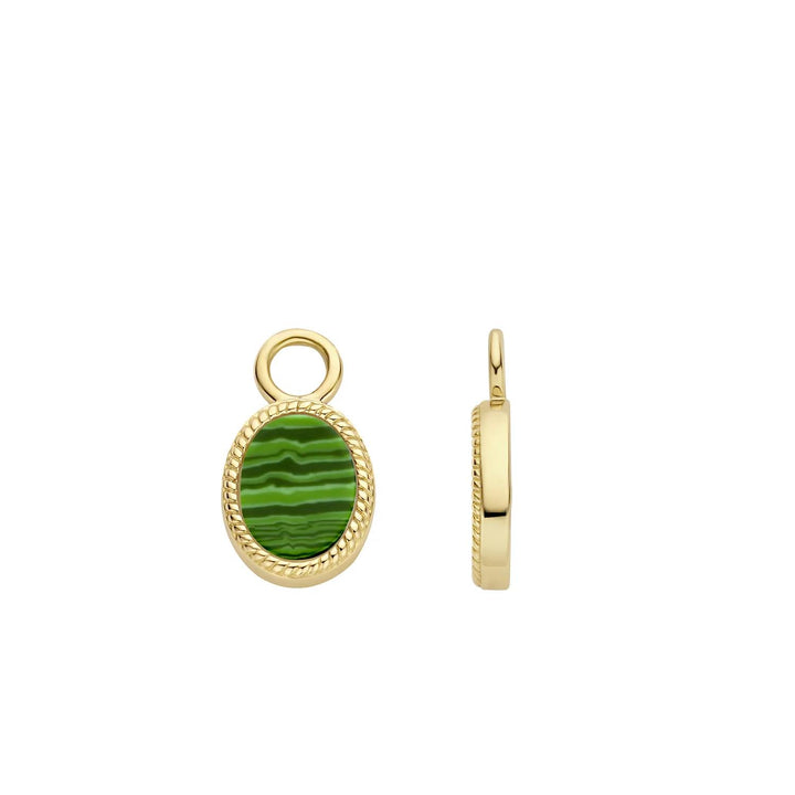 Oorbedels 9078YMA - 14k Geelgoud met Malachiet