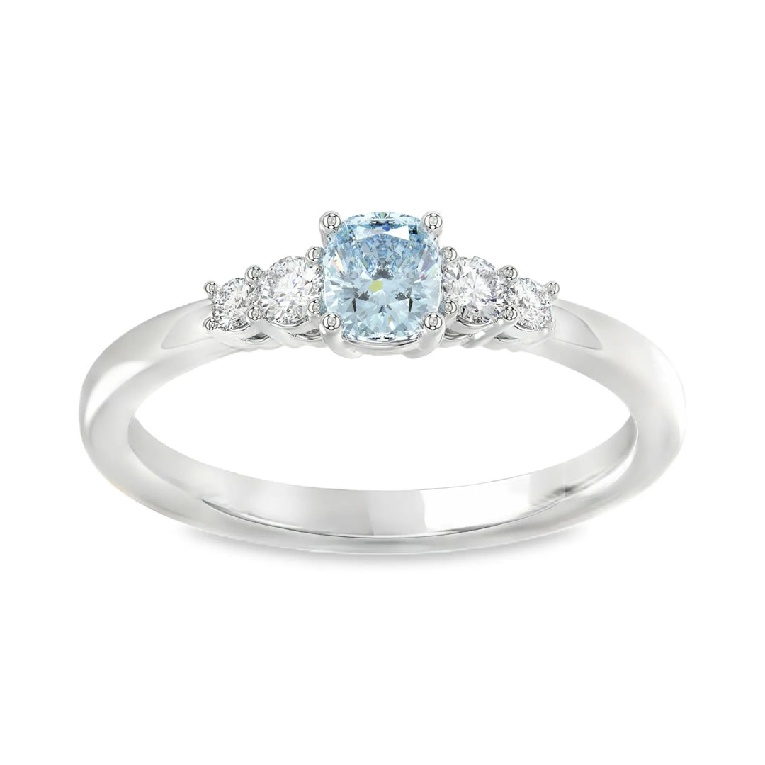 14 karaat witgouden ring met 0,65 ct blauwe lab grown diamant – WRL2493 – maat 54