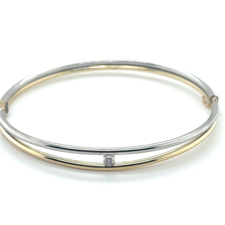 Fjory Slavenarmband 14 Karaat Geel- en Witgoud met 0,05 ct Diamant – 41-A30XX022-0,05