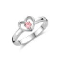 Zilveren kinderring hart roze steen 579.067.44