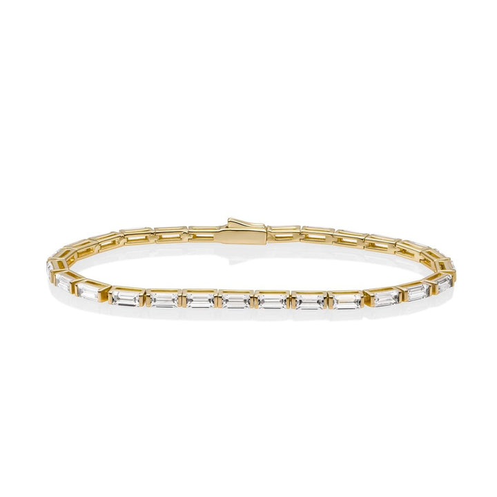 Bracelet | Tennis Baguette gold plated - Silver - 19cm