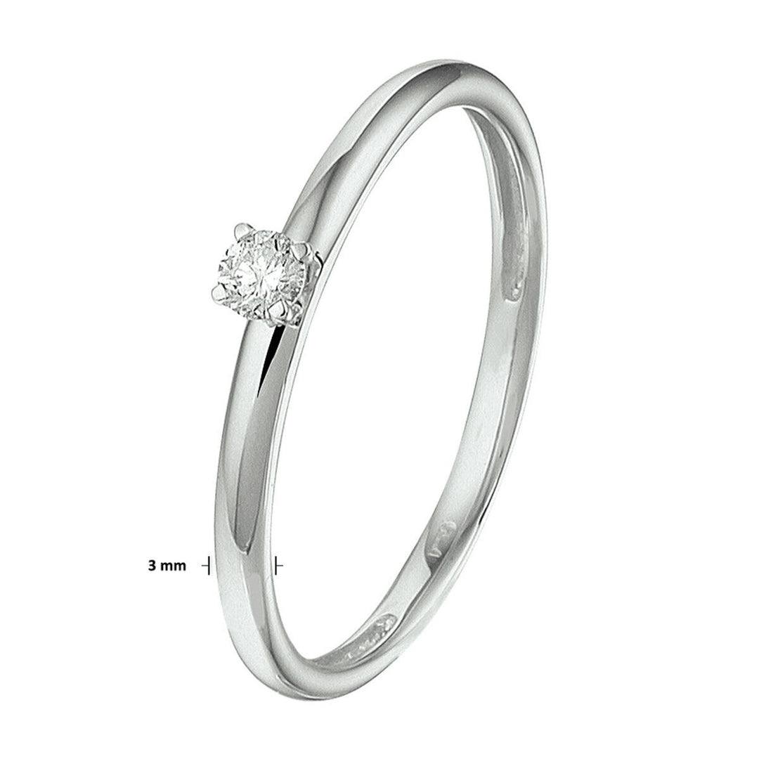 Productomschrijving – 14 karaat witgouden verlovingsring met diamant (0.09 ct H/Si1)