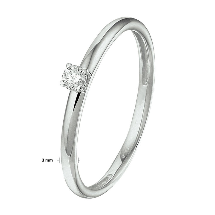 Productomschrijving – 14 karaat witgouden verlovingsring met diamant (0.09 ct H/Si1)