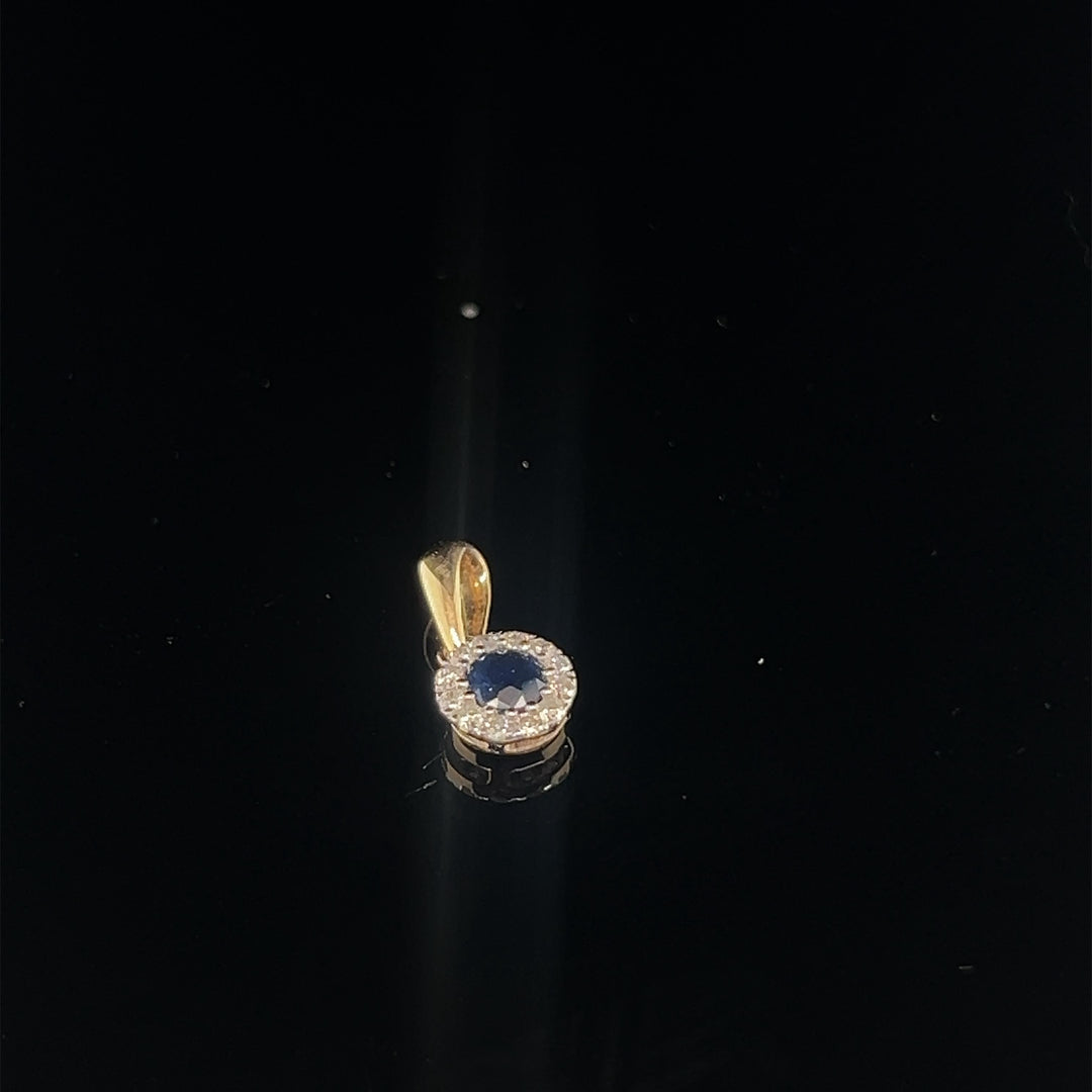 14 kt hanger saffier 0.25ct en diamant gezet 0.09 ct Tw/Si