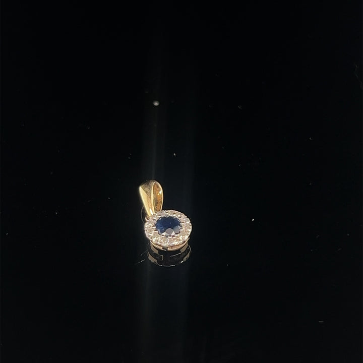 14 kt hanger saffier 0.25ct en diamant gezet 0.09 ct Tw/Si