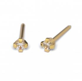 Schietoorbellen 14 karaat Cubic Zirkonia 2 mm goud
