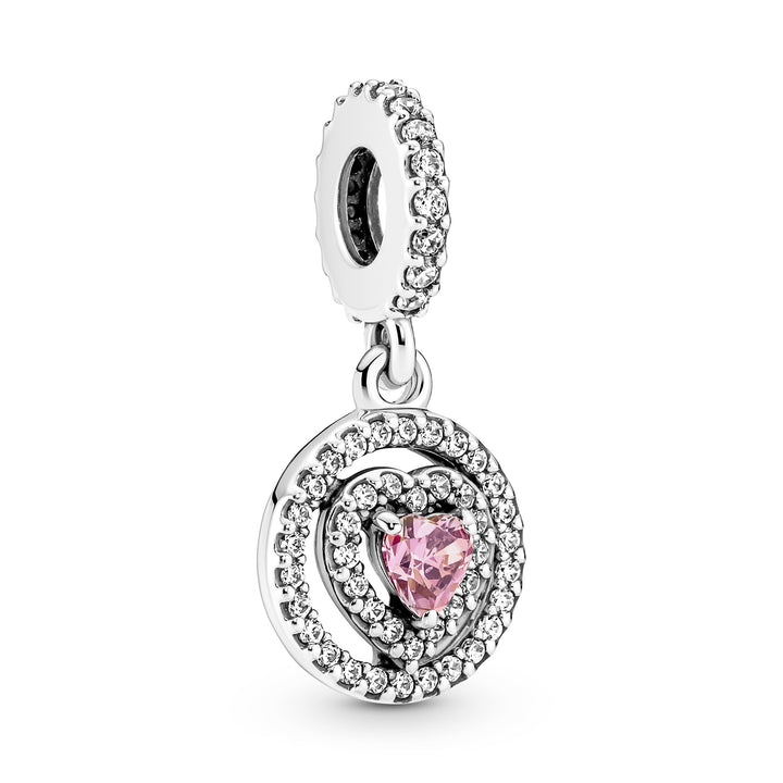 Pandora Moments 791476C01 - Zilveren bedel met hartvormig roze kristal en zirkonia&