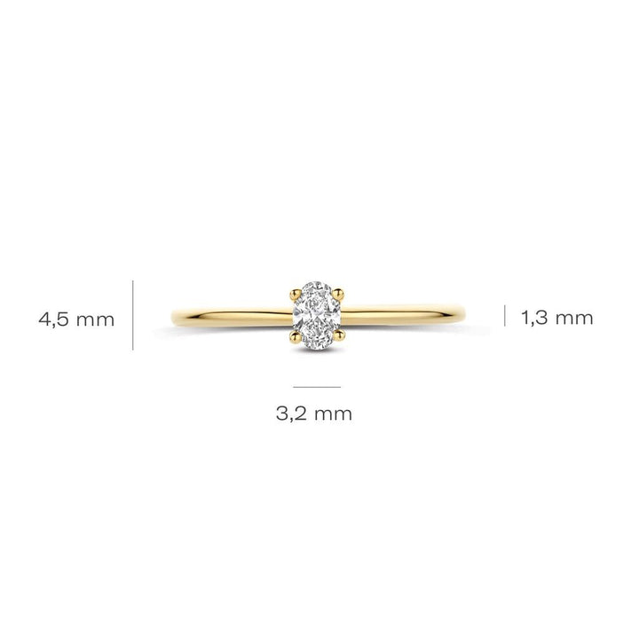 Blush Lab Diamonds Ring LG1078Y – 14 Karaat Geelgoud met 0,20 ct Ovale Lab Grown Diamant Maat 54