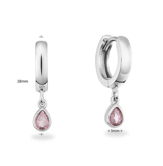 GLOW Klapoorringen Druppel – Zilver met Zirkonia Ø 18 mm  107.3115.00