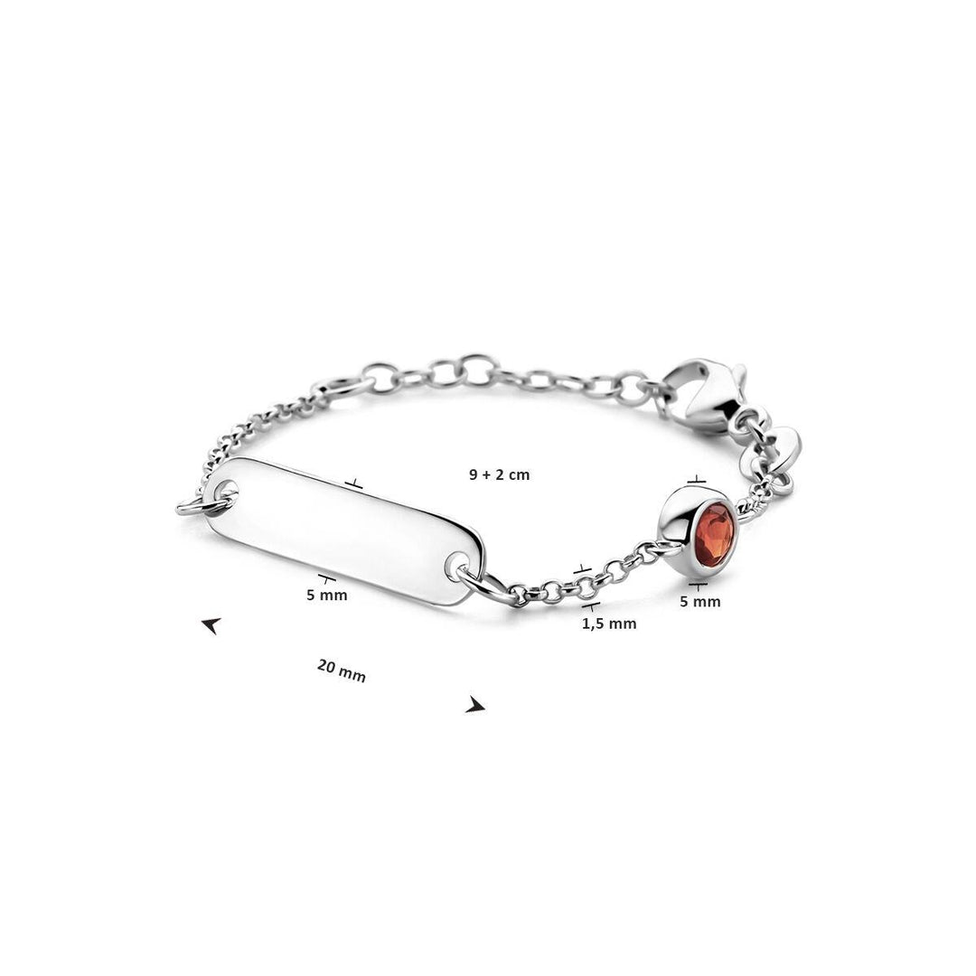 graveerarmband plaat 5,0 mm met geboortesteen 9 + 2 cm