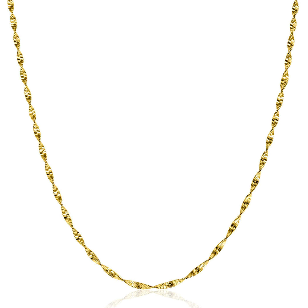 ZINZI gold plated zilveren ketting met glinsterende gedraaide schakels 1,9mm breed 43-45cm ZIC2585G