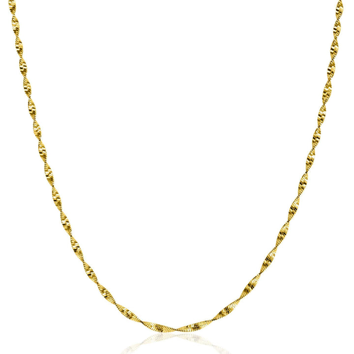 ZINZI gold plated zilveren ketting met glinsterende gedraaide schakels 1,9mm breed 43-45cm ZIC2585G