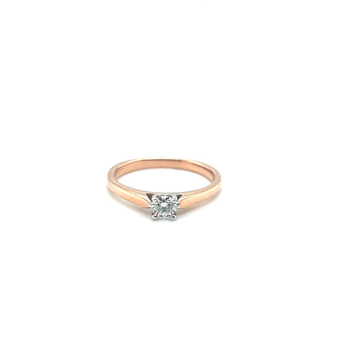 14 kt Rose solitair ring 0.25ct Tw/Vsi