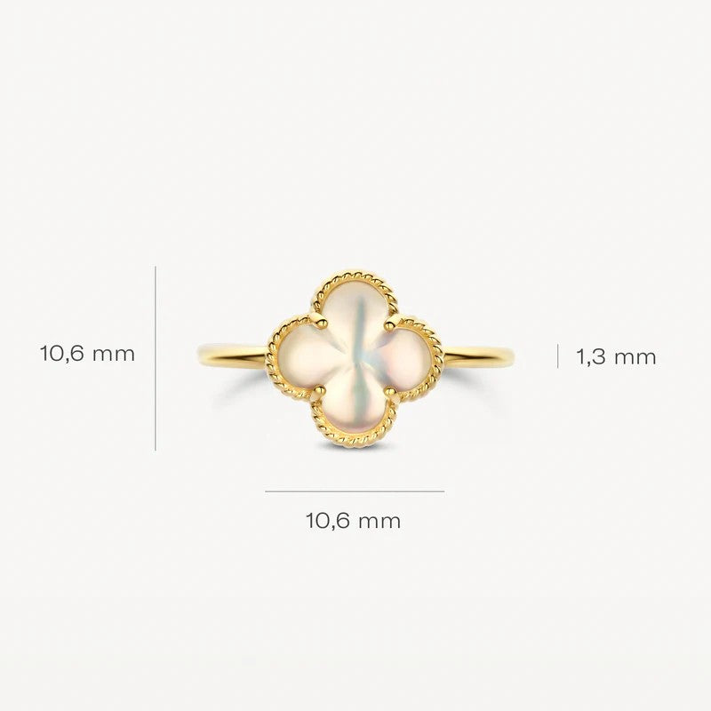 Blush Ring 14 kt Geelgoud met Parelmoer en Bergkristal – 1269YMQ/54