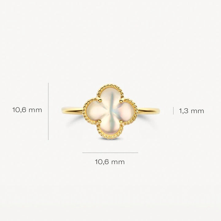 Blush Ring 14 kt Geelgoud met Parelmoer en Bergkristal – 1269YMQ/54
