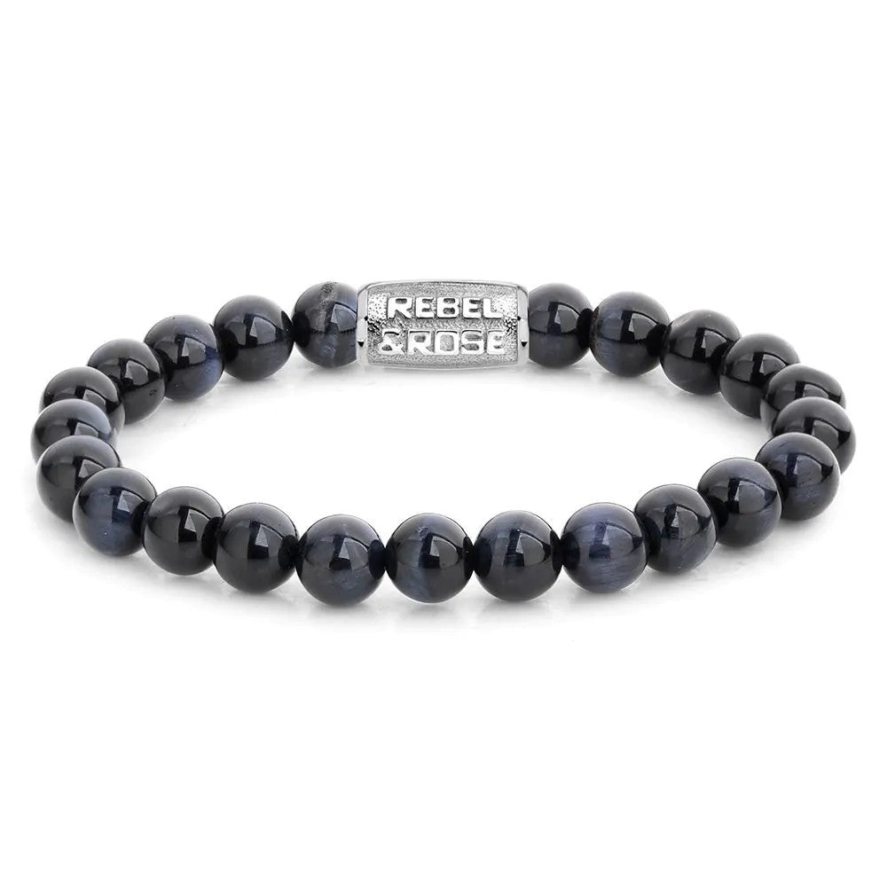 Rebel &amp; Rose armband tiger blues 8 mm., RR-80039-S-L