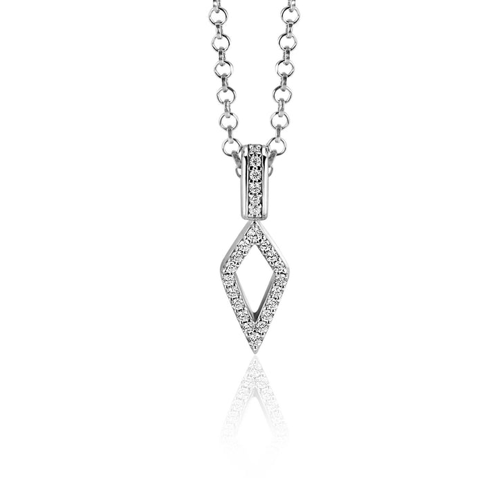 ZINZI zilveren hanger vliegervorm met witte zirconia’s – ZIH2497 (zonder collier)
