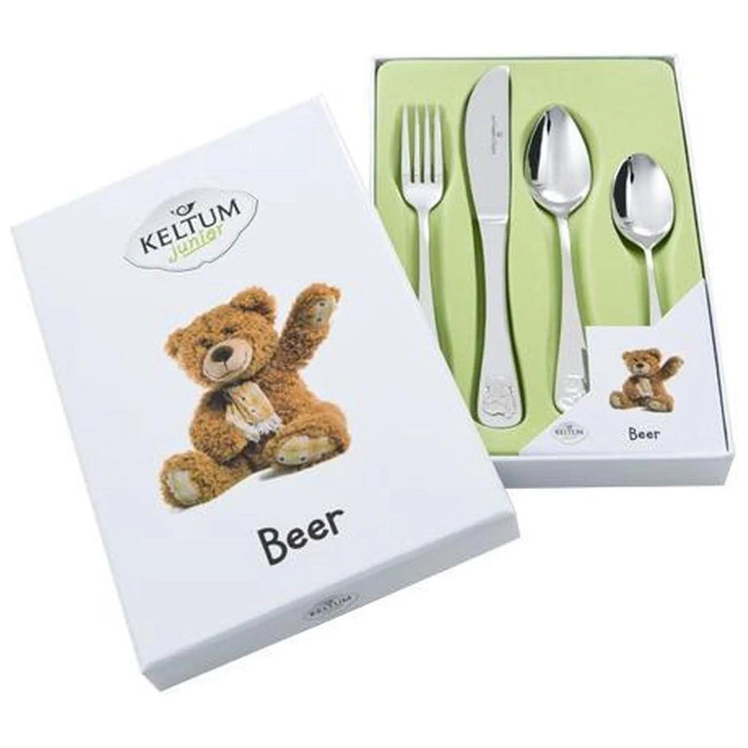 4-delig Edelstalen kinderbestekje beer, KS062.GA4