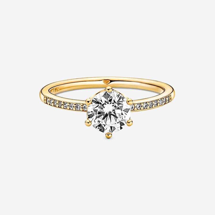 Transparante Sprankelende Kroon Solitaire Ring 168289C01-48