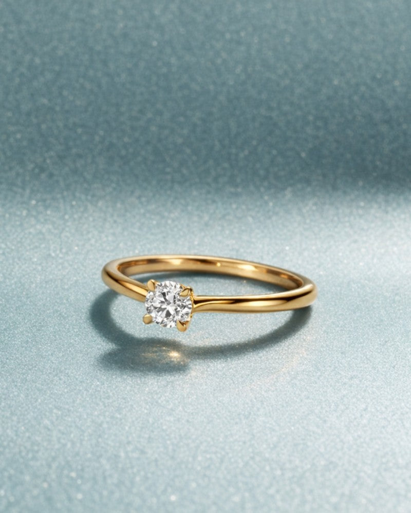 14 Karaat Geelgouden Solitair Ring met 0,17 ct Briljant Geslepen Diamant  RX117257