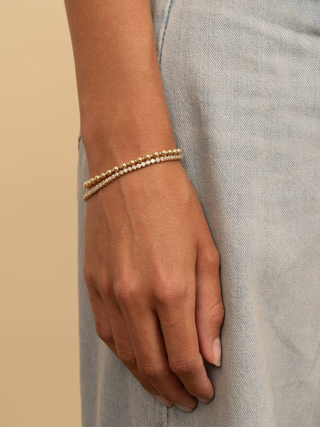 Sparkling Jewels Bold Mix Armband 2 mm + 4 mm Gold Plated – SB-G-MIX-09