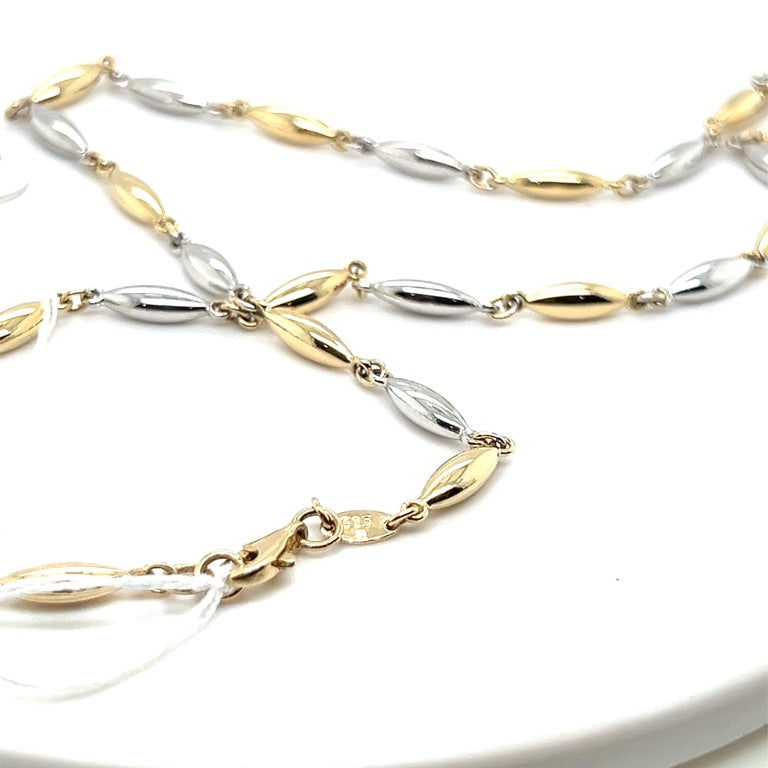 14 kt gdn collier bicolor navette chain 45 cm
