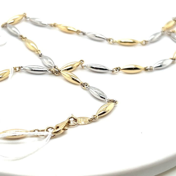 14 kt gdn collier bicolor navette chain 45 cm