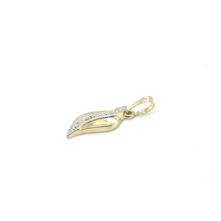 14 Karaat Gouden Fantasie Hanger met Diamant en Slag