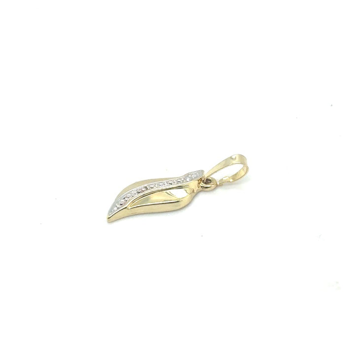 14 Karaat Gouden Fantasie Hanger met Diamant en Slag