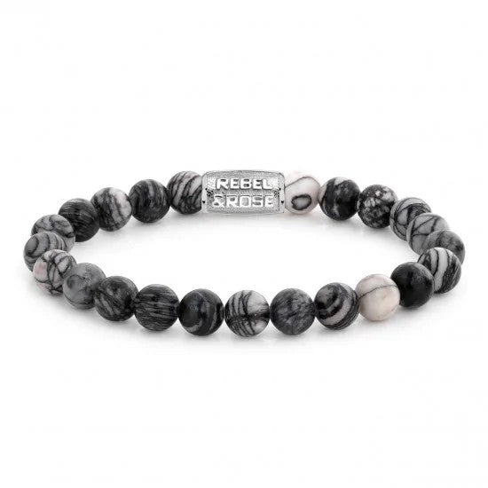 REBEL &amp; ROSE ARMBAND - BLACK WOLF - 8MM - M - RR-80032-S-M