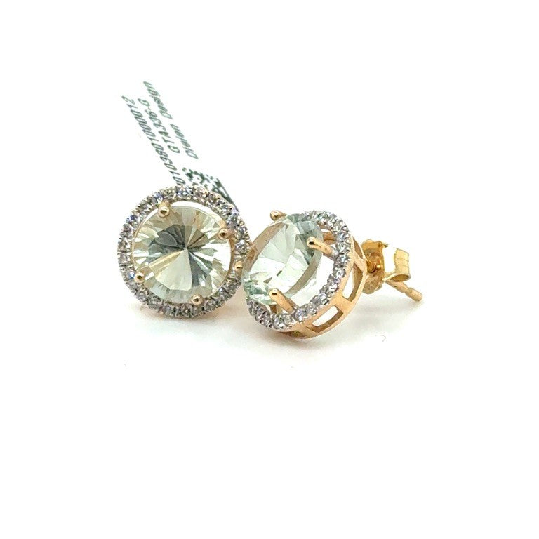 Oorstekers 14k prasioliet diamant 0.25ct