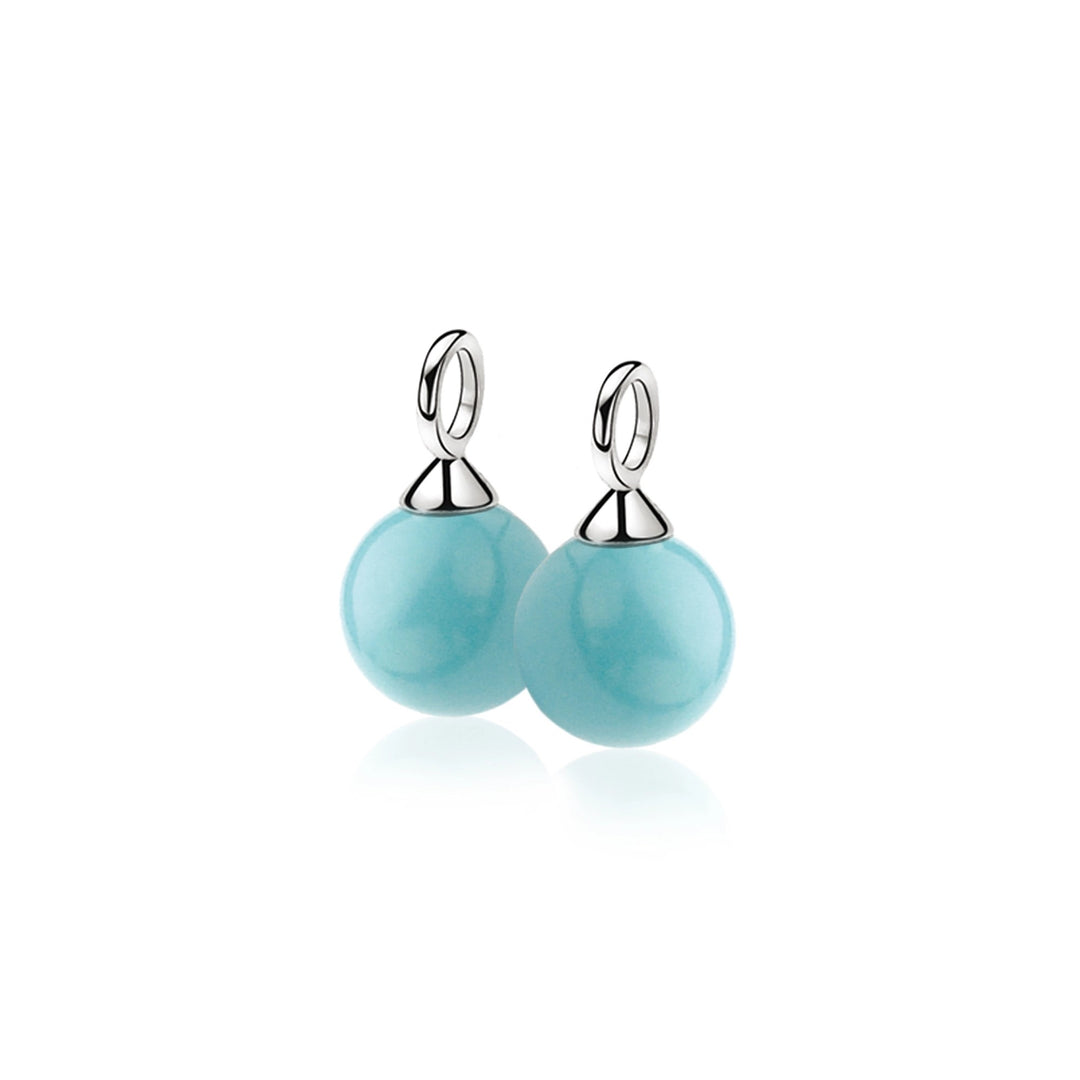 ZINZI Zilveren Oorbedels met Turquoise Glasparel 10 mm ZICH266T