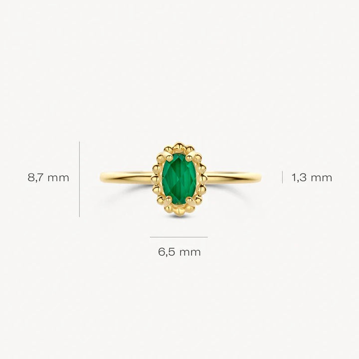 Blush Ring 14 kt Geelgoud met Malachiet en Bergkristal – 1272YMA