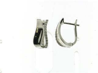 18 kt oorringen fantasie witgoud diamant 0.14 ct