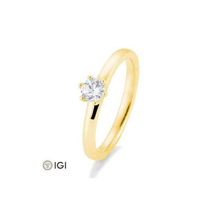 14 K Geelgouden Solitairring met Diamant 0.40 ct G/IF – Perfecte Briljant in 6-poots Chaton