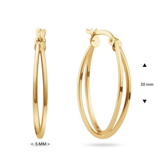 14 Karaat Gouden Oorringen Ovaal 30 mm