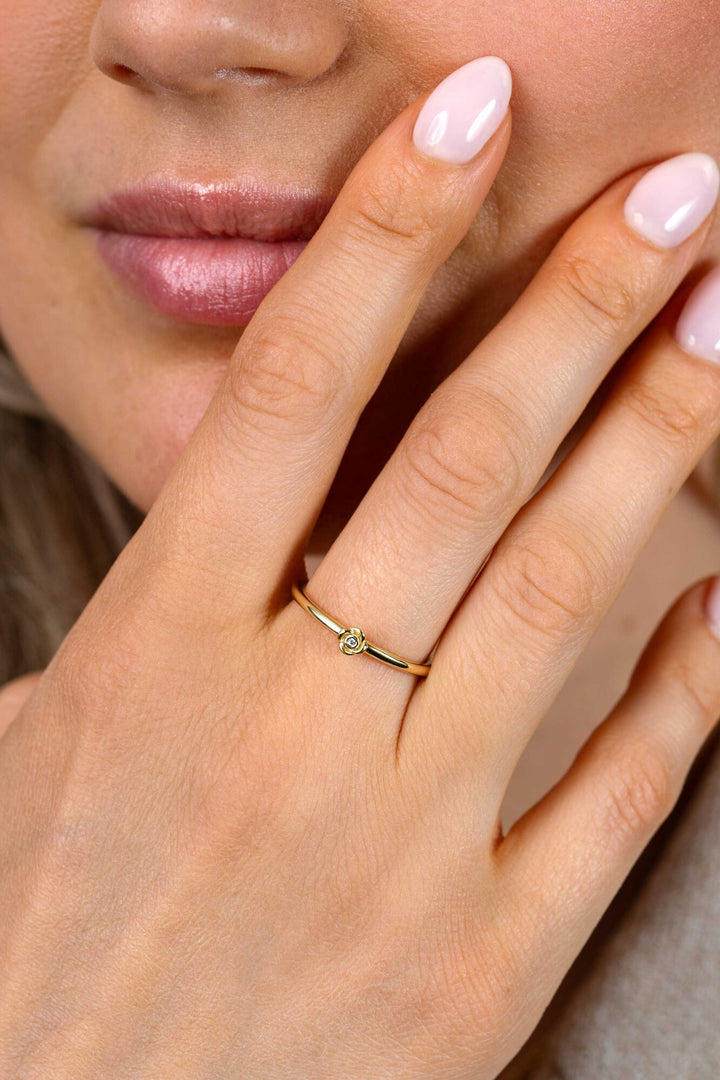 ZINZI Gold Plated Zilveren Ring Roos met Zirkonia ZIR2872Y