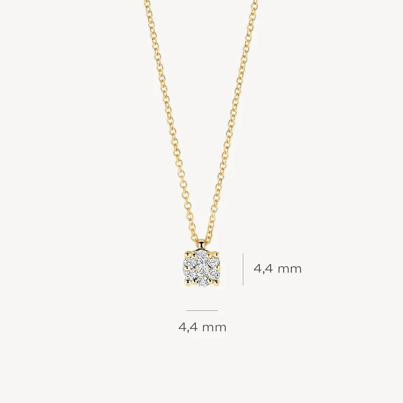 Collier met Diamant in 4.4 mm Chaton-Zetting – 14k Geelgoud 3619YDI